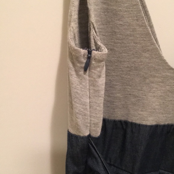 Sleeveless Gray & Denim Fit & Flare Dress - Picture 4 of 6